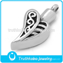 china factory 316l stainless steel jewelry heart pendant flower engraved cremation ashes urns